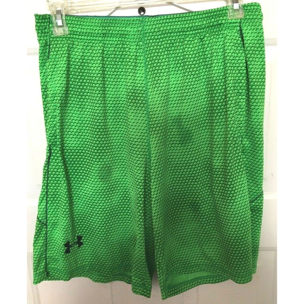 Under Armour Men's Basketball Shorts Green Large Pockets EUC Free Shipping